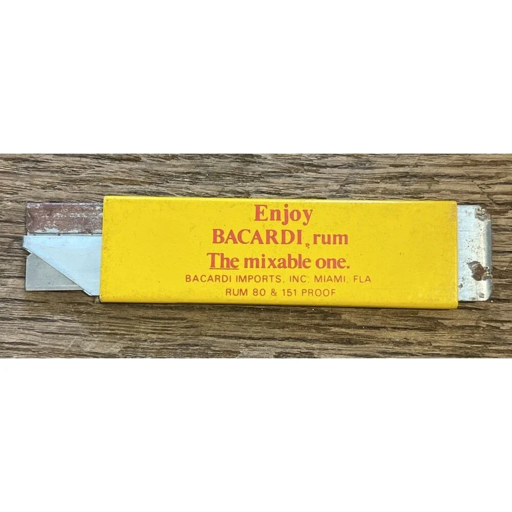 Vintage Bacardi Rum Ad Cutter Box Cutter Advertising Grocery Store Stock Boy